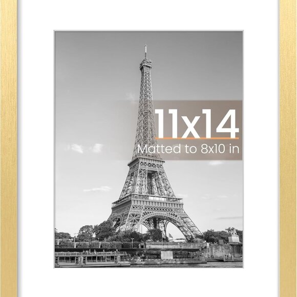 11x14 Picture Frame, Display Pictures 8x10 with Mat or 11x14 Without Mat, Wall H - Picture 1 of 5